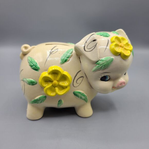 Other - Fred Roberts San Francisco Taiwan Vintage Pig Piggy Bank Cream Yellow